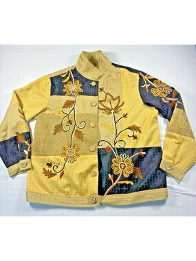 NWT INDIGO MOON Womens XL Embroidered Floral Patchwork Jacket Artsy Boho